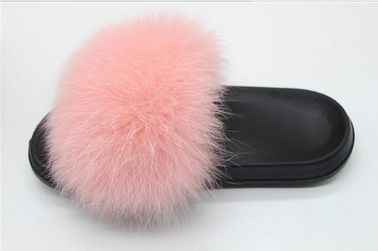 Chiny Pink Fluffy Prawdziwe Fox futrzane klapki Soft Anti Slip EVA Sole z 5-11 rozmiarami Wielkiej Brytanii dostawca