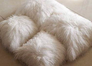 Chiny Poduszka futra mongolskiego Długa kędzierzawa biała Tybetańska owieczka Wełna jaglana Sofa wyrzuciła dostawca