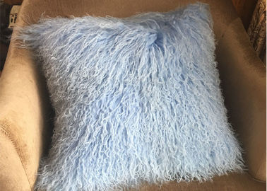 Chiny Poduszka futra mongolskiego Niebieski Luxury Long Sheep Fur Couch Poduszka w Hotelu dostawca