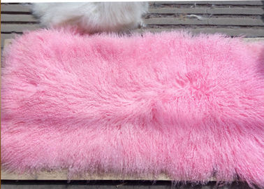 Chiny Mongolska Sheepskin Rug 100% Prawdziwa Sheepskin Wełna 60 * 120 cm Dyed Pink Kolor próbek Free dostawca