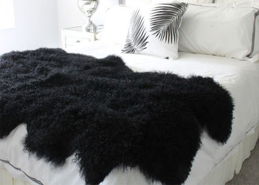 Chiny Czarny Soft Washable Prawdziwy Sheepskin dywanik Ciepłe Długie Włosy Grube Pełne Futro dostawca