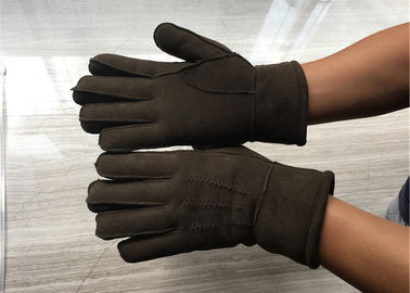 Chiny Handsewn Sueded Lamb Shearling Gloves, Black Mens Winter Mittens dostawca