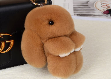 Chiny Farbowany Brown Rabbit Fur Keychain 18cm Rozmiar PP Catton Wypełnia Do Bag dostawca