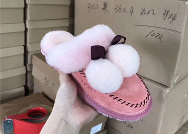 Chiny Jasnoróżowe Miękkie podeszwy Wełniane Pantofle do Sypialni, Damskie Pantofle domowe dostawca