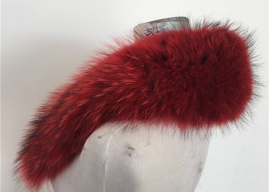 Chiny Czerwony kolor Prawdziwy Raccoon Fur Hood Tapicerka / płaszcz Futrzany kołnierz 70 * 22cm dostawca
