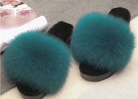 Zimowe kobiety Plush Prawdziwe futra futerkowe kapcie Anti Slip With EVA Rubber Sole