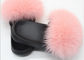 Pink Fluffy Prawdziwe Fox futrzane klapki Soft Anti Slip EVA Sole z 5-11 rozmiarami Wielkiej Brytanii dostawca