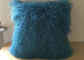 Teal Blue Real Mongolski futro Poduszka 18 &amp;#39;Włosy kręcone Tybetański Lamb futro łóżko Poduszka dostawca