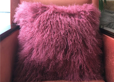 Chiny Prawdziwe tybetańskie podszewce lambskinowe poduszkę długie włosy fioletowe mongolskie futerkowe poduszki na poduszkę dostawca