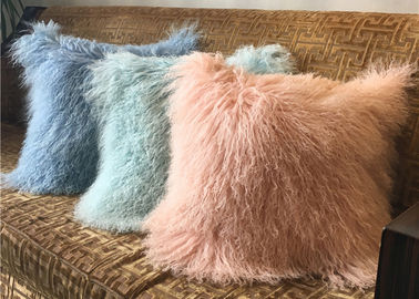 Chiny 18 cali długa owieczka futra dekoracyjne poduszki, mongolski futro na zewnątrz podbić poduszki dostawca