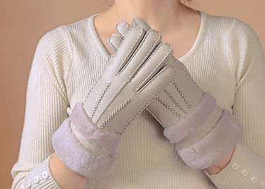 Chiny Wodoodporne damskie rękawiczki podszyte rękawiczkami, damskie szare rękawice Sheepskin dostawca