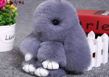 Chiny Kolorowe prawdziwe futro Bunny Keychain, Furry Animal Keychain For Charm Bag dostawca