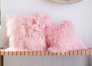 Chiny Candy Pink Long Mongolski Sheepskin Ozdobny Podwójny Poduszka Z Jednostronnym Futrem dostawca