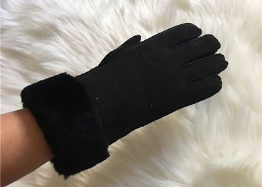 Chiny Handsewn Sheepling - podwójna twarz Hand-stitched Glove Black Shearling Leahter gloves dostawca