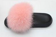 Pink Fluffy Prawdziwe Fox futrzane klapki Soft Anti Slip EVA Sole z 5-11 rozmiarami Wielkiej Brytanii