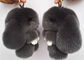 Ciemny Szary Prawdziwy Królik Fur Keychain Słodkie Pluszowy Kształt Zwierząt Do Ubrania dostawca
